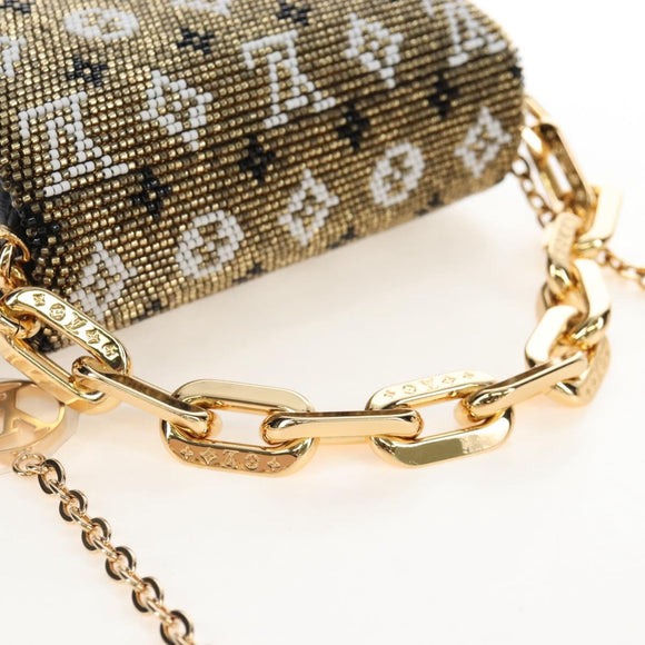 LOUIS VUITTON Monogram Beads Kussan BB Bag Beads Gold M22429 LV Auth 210076SM