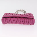 Miu Miu Matelasse Chain Shoulder Bag Leather Pink Silver Auth 210077V-10