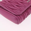 Miu Miu Matelasse Chain Shoulder Bag Leather Pink Silver Auth 210077V-11