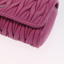 Miu Miu Matelasse Chain Shoulder Bag Leather Pink Silver Auth 210077V-12