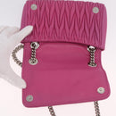 Miu Miu Matelasse Chain Shoulder Bag Leather Pink Silver Auth 210077V-16