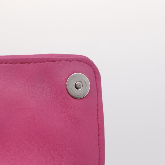 Miu Miu Matelasse Chain Shoulder Bag Leather Pink Silver Auth 210077V