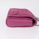 Miu Miu Matelasse Chain Shoulder Bag Leather Pink Silver Auth 210077V-4