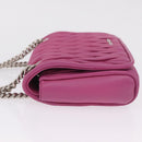 Miu Miu Matelasse Chain Shoulder Bag Leather Pink Silver Auth 210077V-5