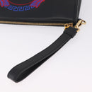 VERSACE Clutch Bag Leather Black Gold Auth 210078A-7