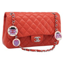 CHANEL Matelasse 25 Chain Shoulder Bag Lamb Skin Red Silver CC Auth 210079SM-1