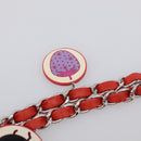 CHANEL Matelasse 25 Chain Shoulder Bag Lamb Skin Red Silver CC Auth 210079SM-11