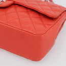 CHANEL Matelasse 25 Chain Shoulder Bag Lamb Skin Red Silver CC Auth 210079SM-13
