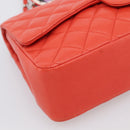 CHANEL Matelasse 25 Chain Shoulder Bag Lamb Skin Red Silver CC Auth 210079SM-14