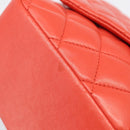 CHANEL Matelasse 25 Chain Shoulder Bag Lamb Skin Red Silver CC Auth 210079SM-17
