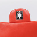 CHANEL Matelasse 25 Chain Shoulder Bag Lamb Skin Red Silver CC Auth 210079SM-20