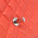 CHANEL Matelasse 25 Chain Shoulder Bag Lamb Skin Red Silver CC Auth 210079SM-21