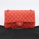 CHANEL Matelasse 25 Chain Shoulder Bag Lamb Skin Red Silver CC Auth 210079SM-32
