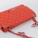 CHANEL Matelasse 25 Chain Shoulder Bag Lamb Skin Red Silver CC Auth 210079SM-6