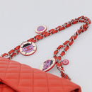 CHANEL Matelasse 25 Chain Shoulder Bag Lamb Skin Red Silver CC Auth 210079SM-8