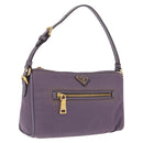 PRADA Hand Bag Nylon Purple Gold Auth 210080A-1