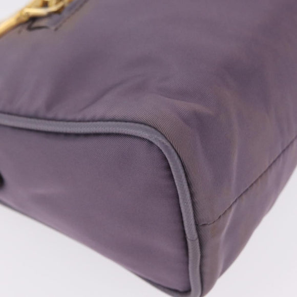 PRADA Hand Bag Nylon Purple Gold Auth 210080A