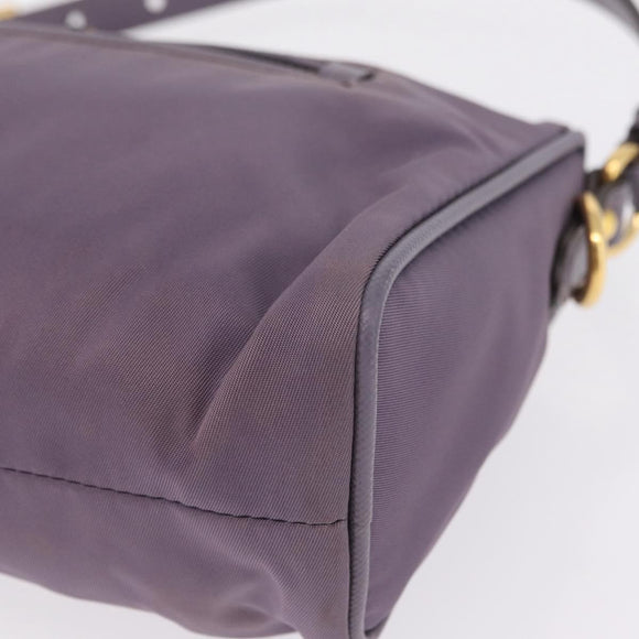 PRADA Hand Bag Nylon Purple Gold Auth 210080A