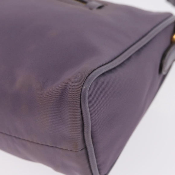 PRADA Hand Bag Nylon Purple Gold Auth 210080A