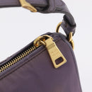 PRADA Hand Bag Nylon Purple Gold Auth 210080A-18