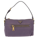 PRADA Hand Bag Nylon Purple Gold Auth 210080A-2