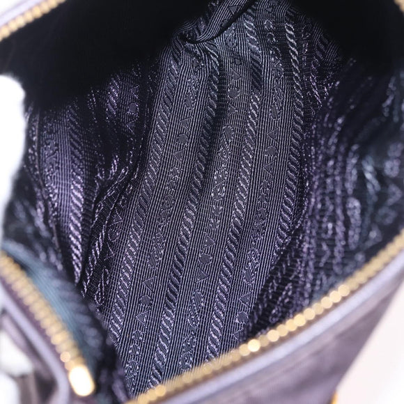 PRADA Hand Bag Nylon Purple Gold Auth 210080A