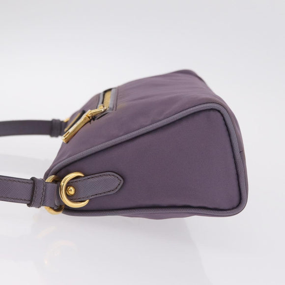 PRADA Hand Bag Nylon Purple Gold Auth 210080A