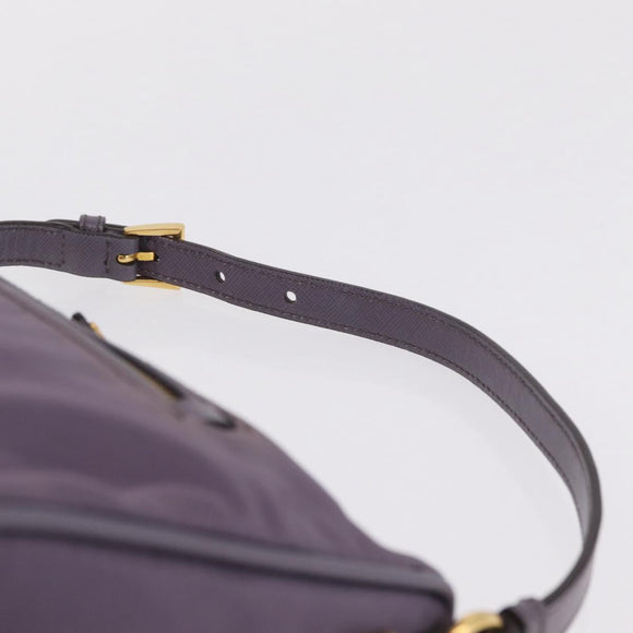 PRADA Hand Bag Nylon Purple Gold Auth 210080A