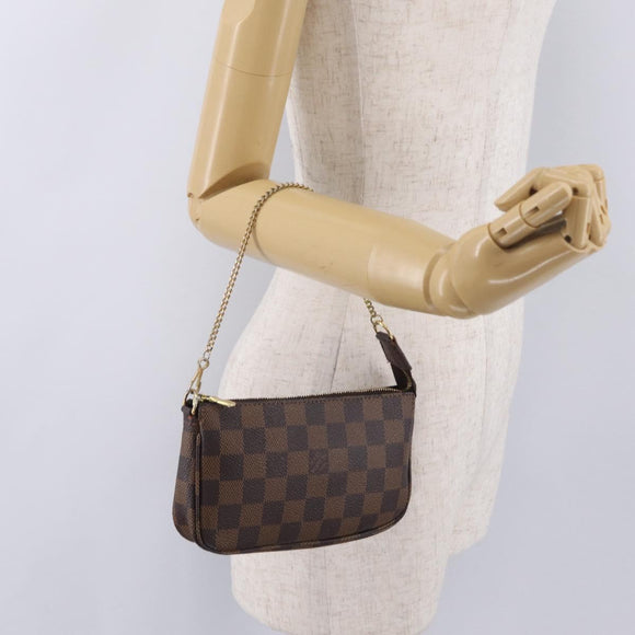 LOUIS VUITTON Damier Ebene Mini Pochette Accessory Pouch N58009 LV Auth 210083A