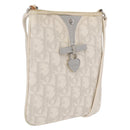 Christian Dior Trotter Canvas Romantic Shoulder Bag PVC White Silver Auth 210088-1