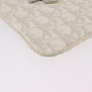 Christian Dior Trotter Canvas Romantic Shoulder Bag PVC White Silver Auth 210088-13