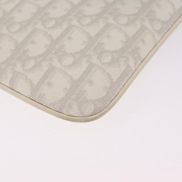 Christian Dior Trotter Canvas Romantic Shoulder Bag PVC White Silver Auth 210088