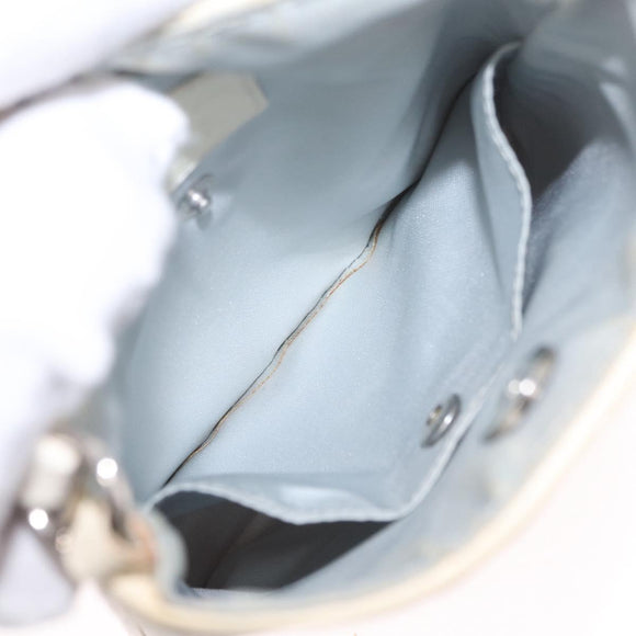 Christian Dior Trotter Canvas Romantic Shoulder Bag PVC White Silver Auth 210088