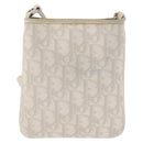Christian Dior Trotter Canvas Romantic Shoulder Bag PVC White Silver Auth 210088-3