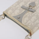 Christian Dior Trotter Canvas Romantic Shoulder Bag PVC White Silver Auth 210088-8