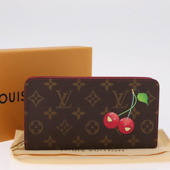 LOUIS VUITTON Monogram Cherry Porte Monnaie Zip Long Wallet M95006 Auth 210089V