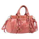 Miu Miu Hand Bag Leather 2way Pink Gold Auth 210090V-1