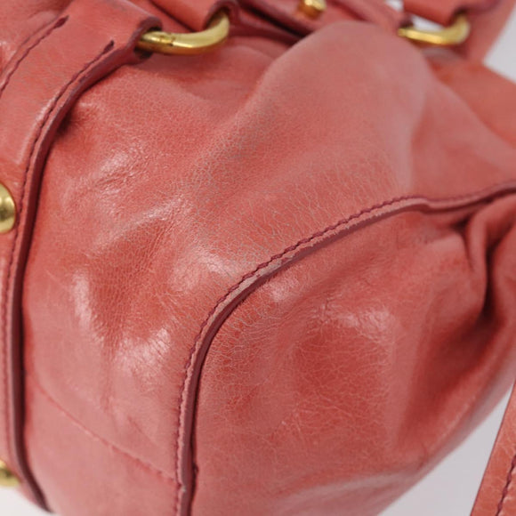 Miu Miu Hand Bag Leather 2way Pink Gold Auth 210090V