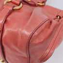 Miu Miu Hand Bag Leather 2way Pink Gold Auth 210090V-15