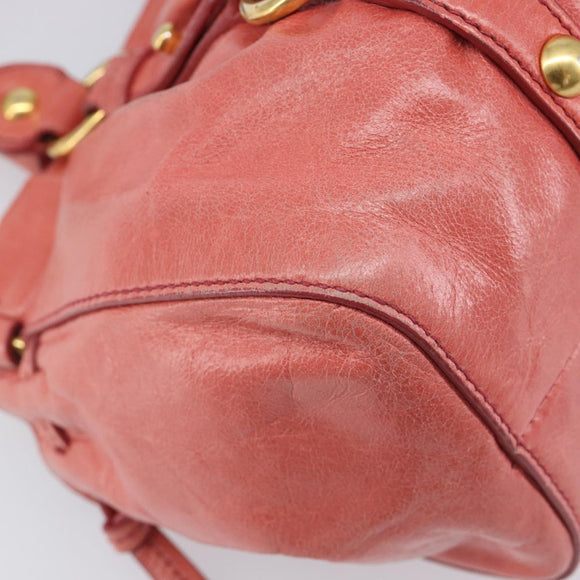 Miu Miu Hand Bag Leather 2way Pink Gold Auth 210090V