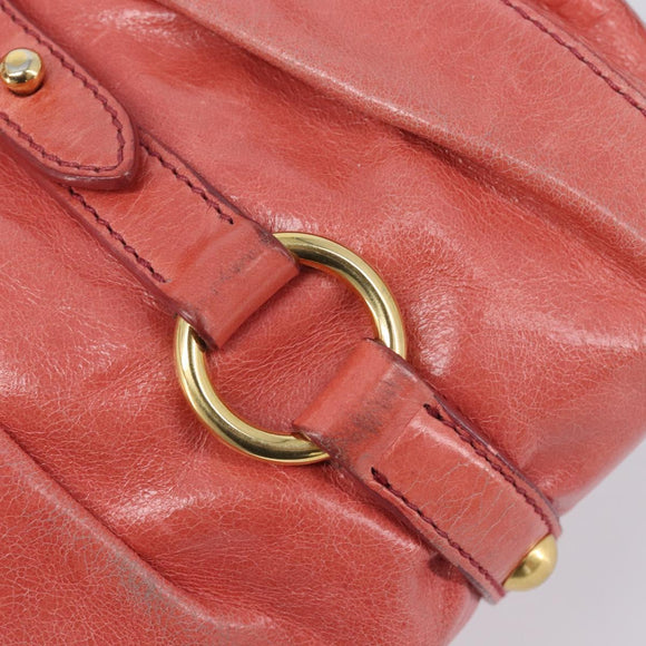 Miu Miu Hand Bag Leather 2way Pink Gold Auth 210090V