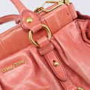 Miu Miu Hand Bag Leather 2way Pink Gold Auth 210090V-18