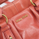 Miu Miu Hand Bag Leather 2way Pink Gold Auth 210090V-19