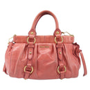 Miu Miu Hand Bag Leather 2way Pink Gold Auth 210090V-2