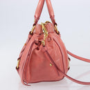 Miu Miu Hand Bag Leather 2way Pink Gold Auth 210090V-5