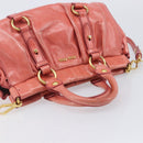 Miu Miu Hand Bag Leather 2way Pink Gold Auth 210090V-6