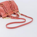 Miu Miu Hand Bag Leather 2way Pink Gold Auth 210090V-9