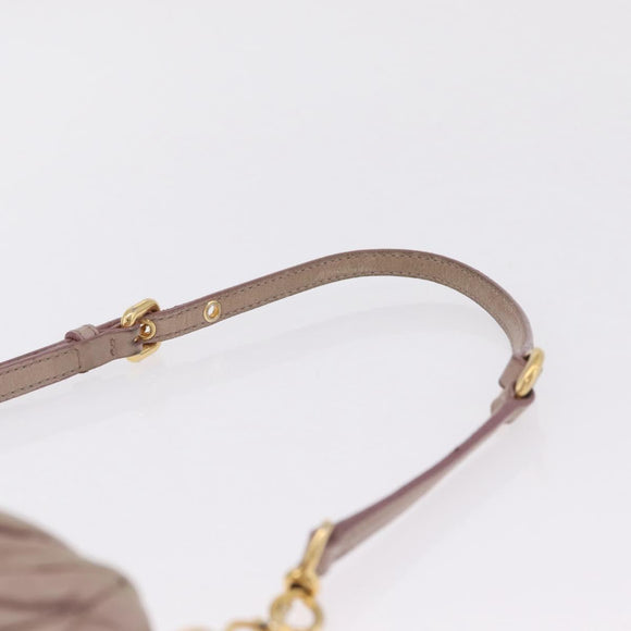 Miu Miu Matelasse Shoulder Bag Leather Pink Gold Auth 210096