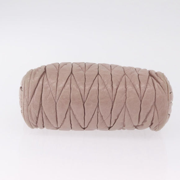Miu Miu Matelasse Shoulder Bag Leather Pink Gold Auth 210096