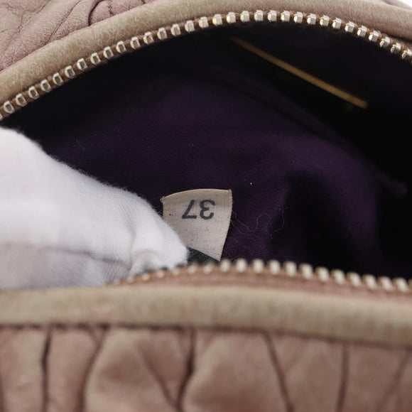 Miu Miu Matelasse Shoulder Bag Leather Pink Gold Auth 210096
